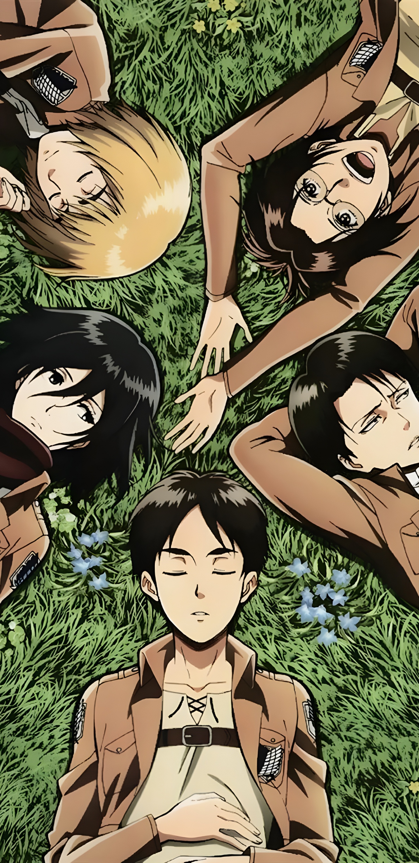 L'anime, Aot Saint Patrick, Eren Yeager, Mikasa Ackerman, Levi Ackerman. Wallpaper in 1440x2960 Resolution