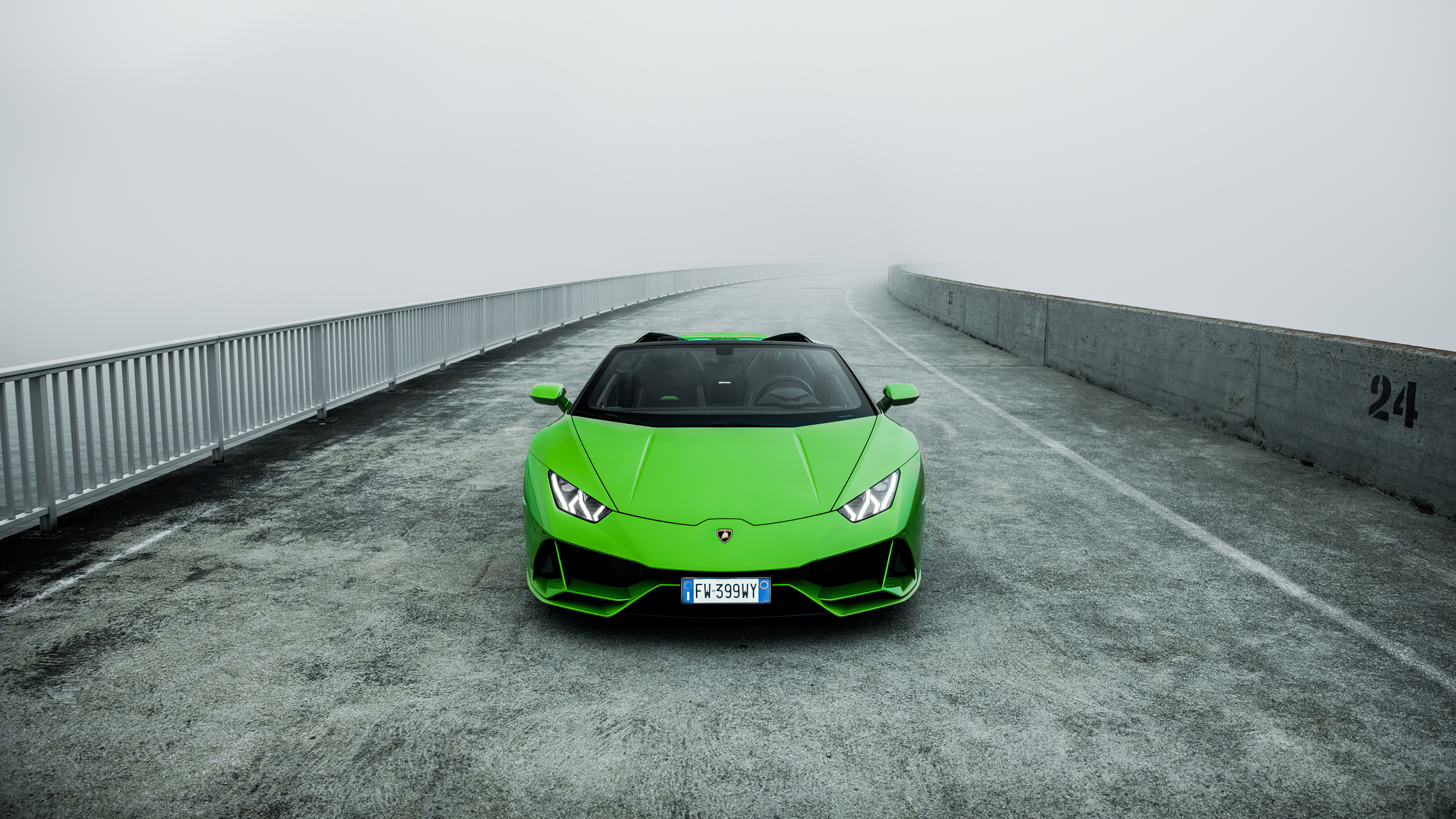 Wallpaper Green Lamborghini Aventador on Gray Asphalt Road, Background -  Download Free Image
