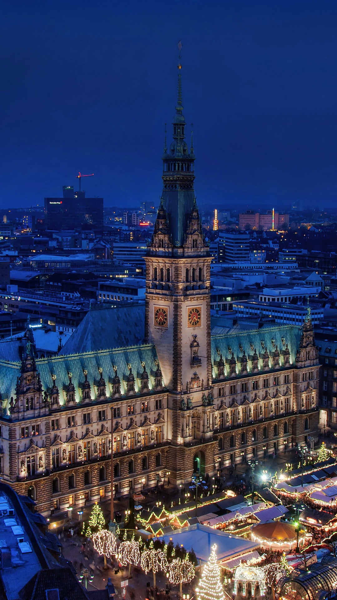 Aerial View of City Buildings During Night Time. Wallpaper in 1080x1920 Resolution