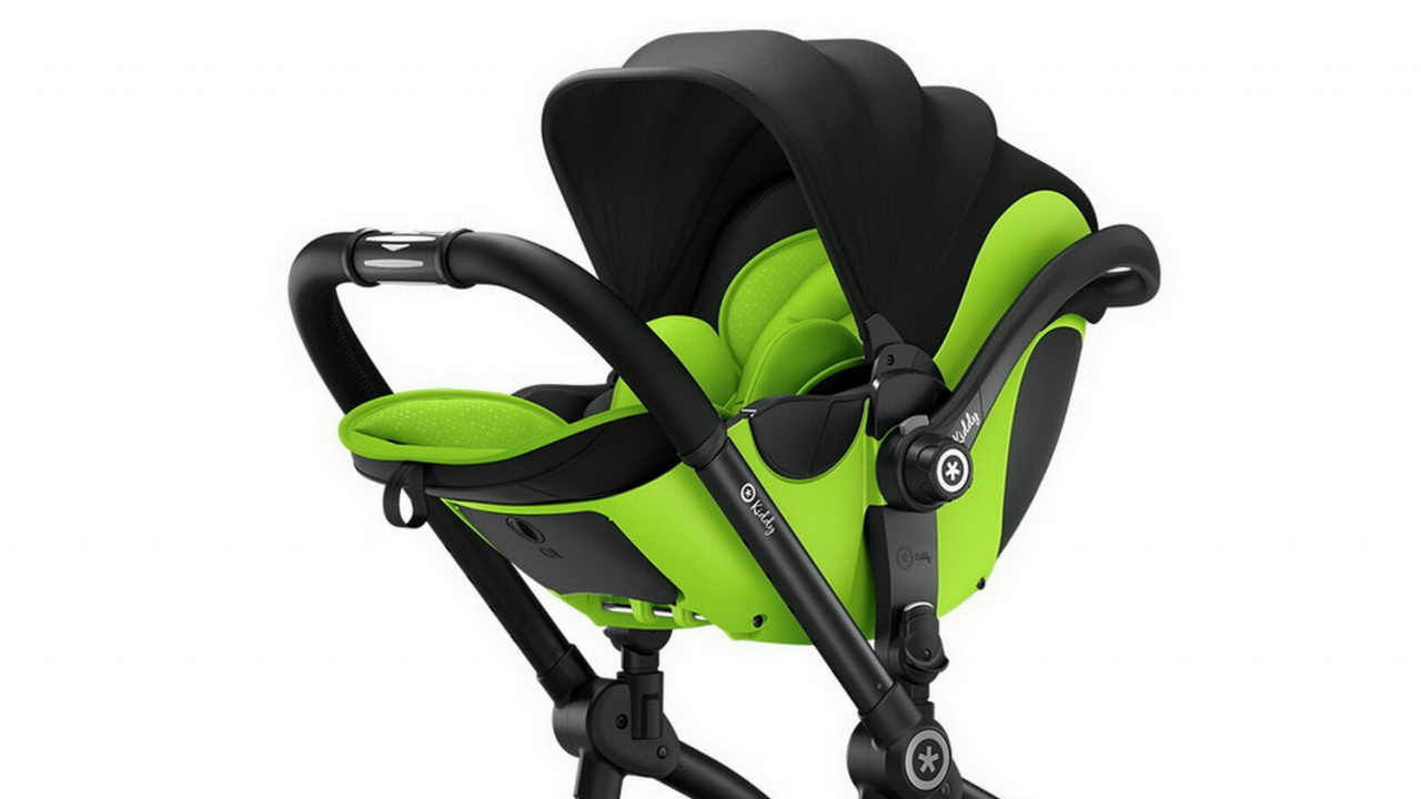 Schwarz-grüner Kinderwagen Mit Weißem Hintergrund. Wallpaper in 1280x720 Resolution