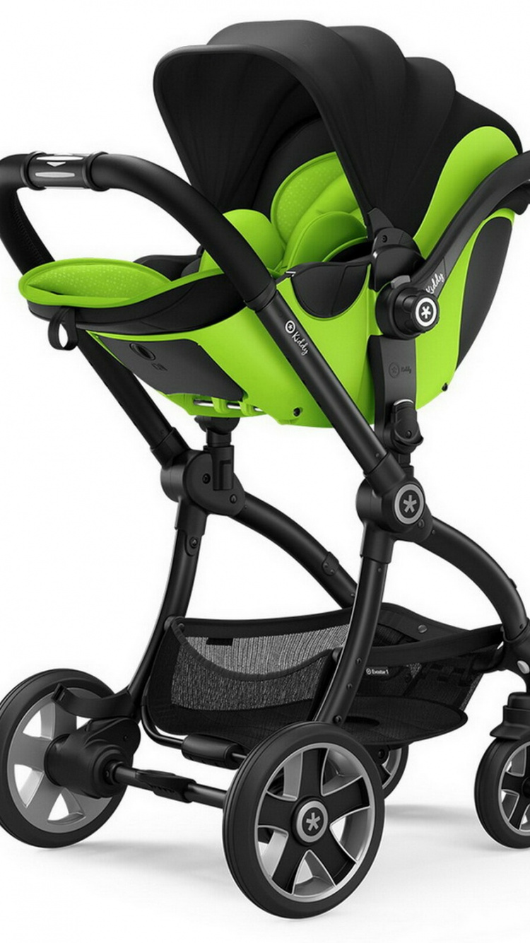 Black and Green Stroller With White Background. Wallpaper in 750x1334 Resolution