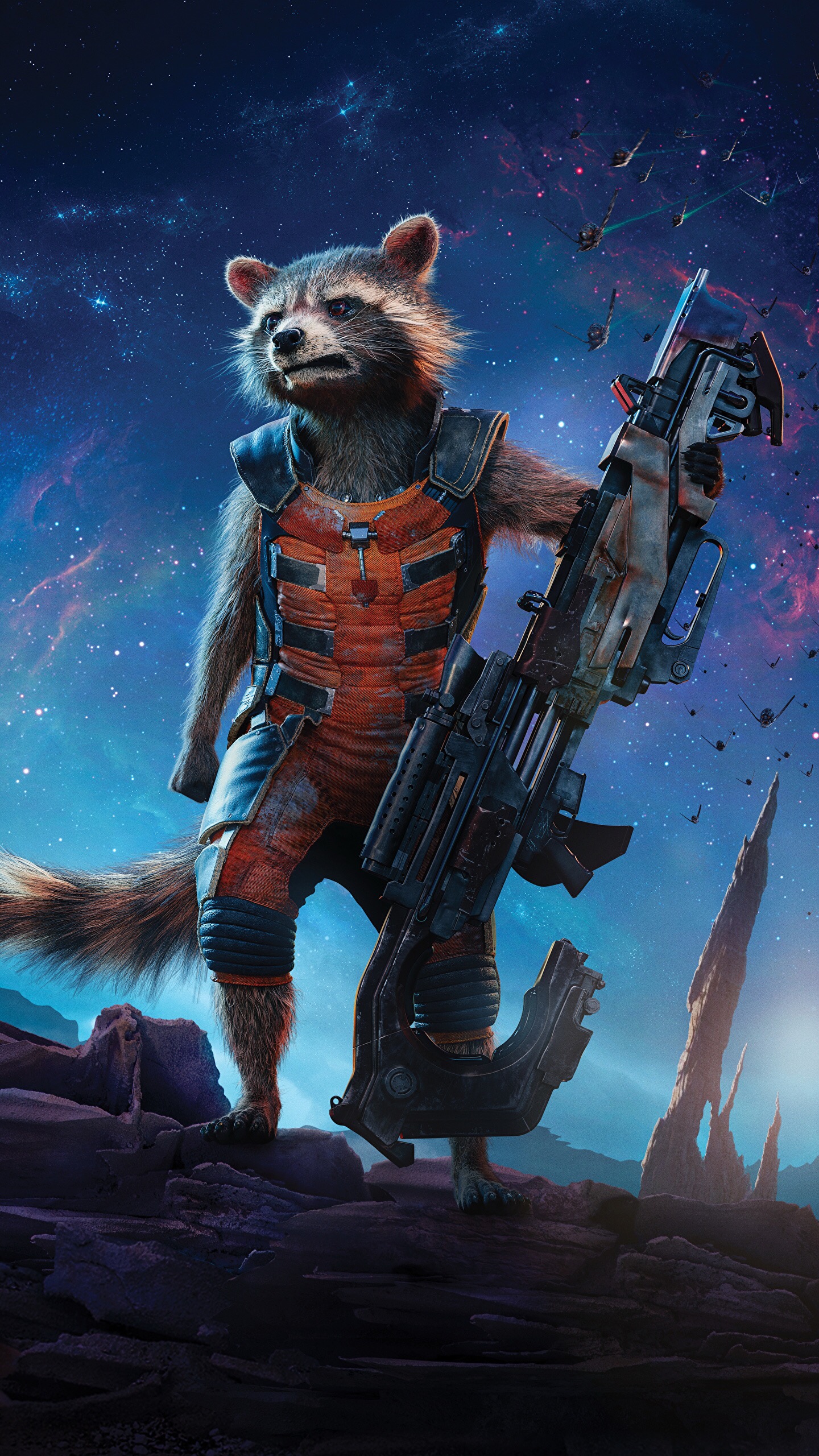 Rocket Raccoon, Groot, Fusée, Marvel Comics, Cartoon. Wallpaper in 1440x2560 Resolution