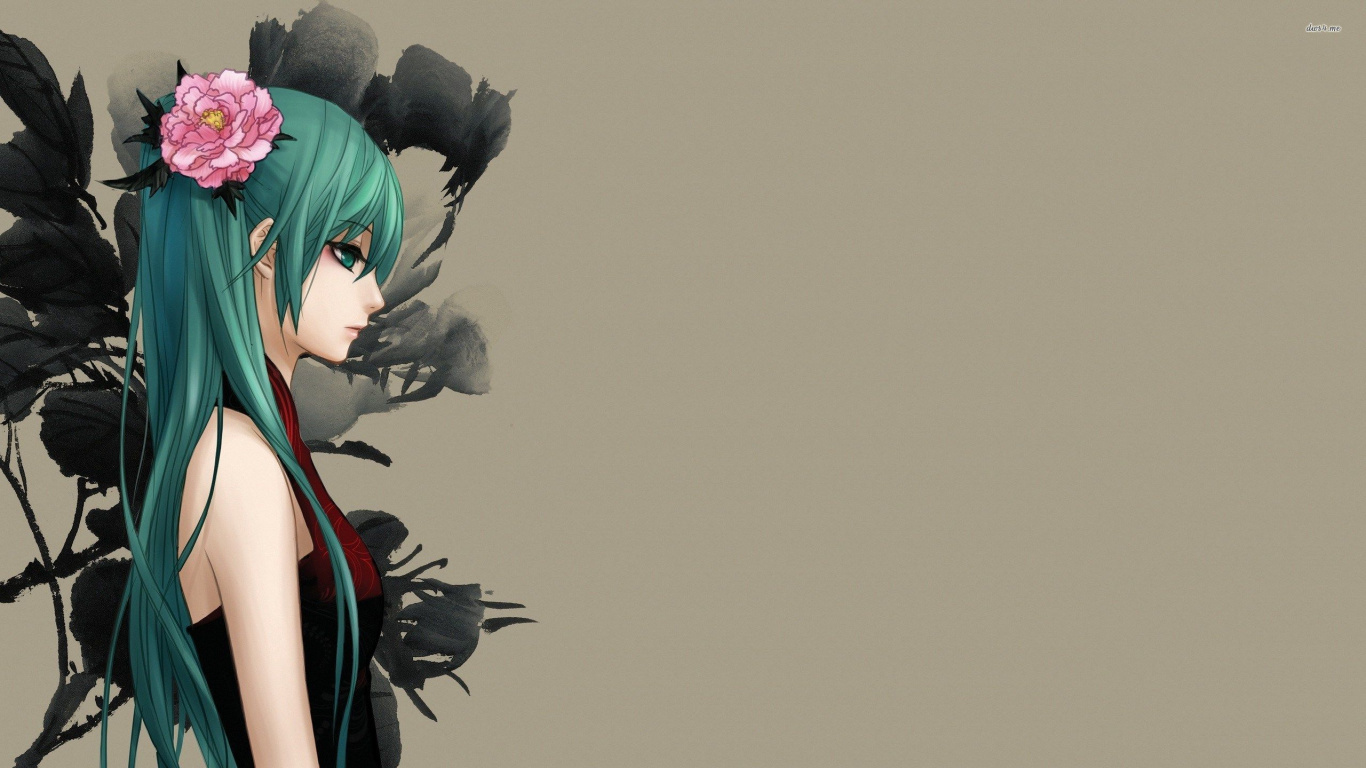 初音未来, 艺术创作, 首歌, 服装, 女孩 壁纸 1366x768 允许