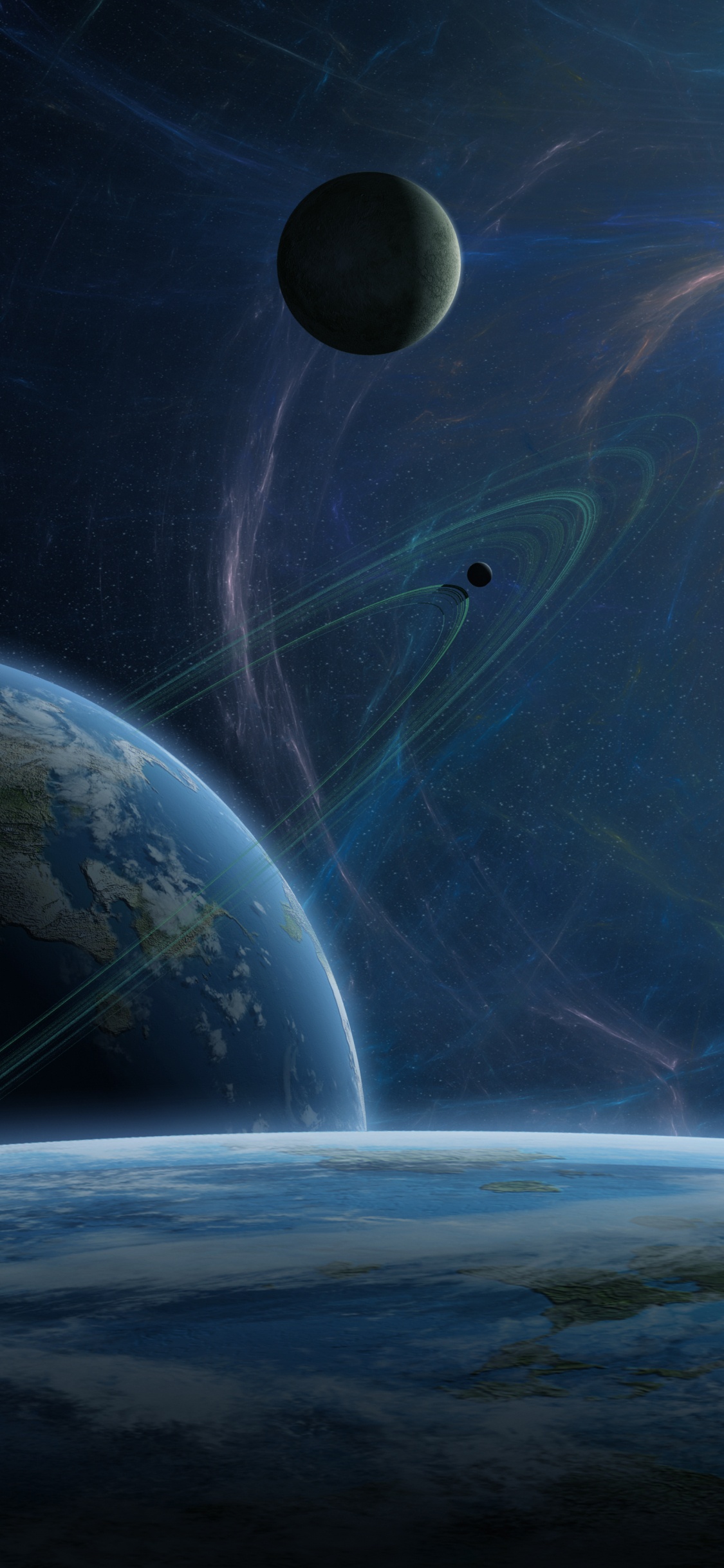Illustration de la Planète Bleue et Blanche. Wallpaper in 1125x2436 Resolution