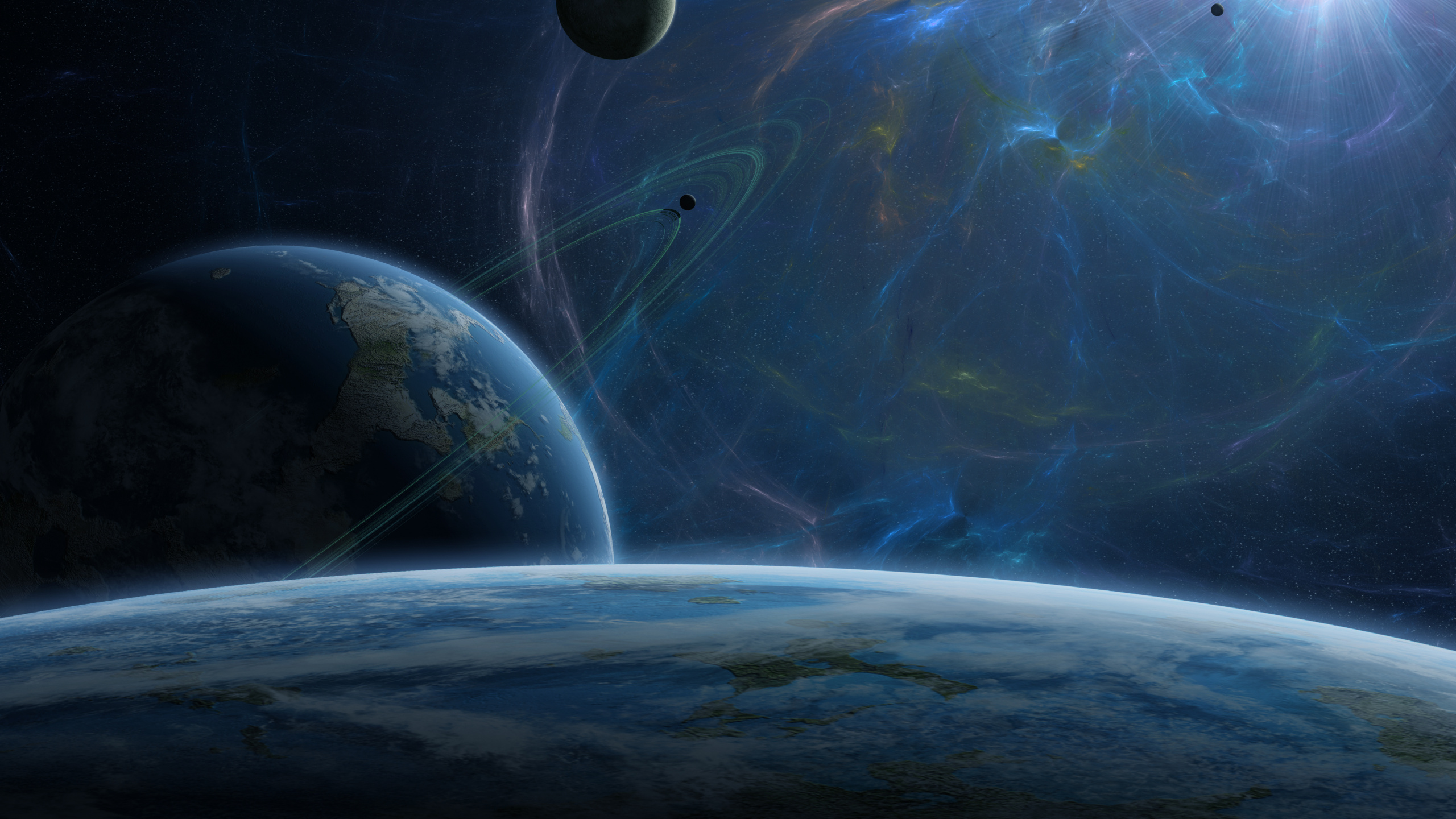 Blue and White Planet Illustration. Wallpaper in 2560x1440 Resolution