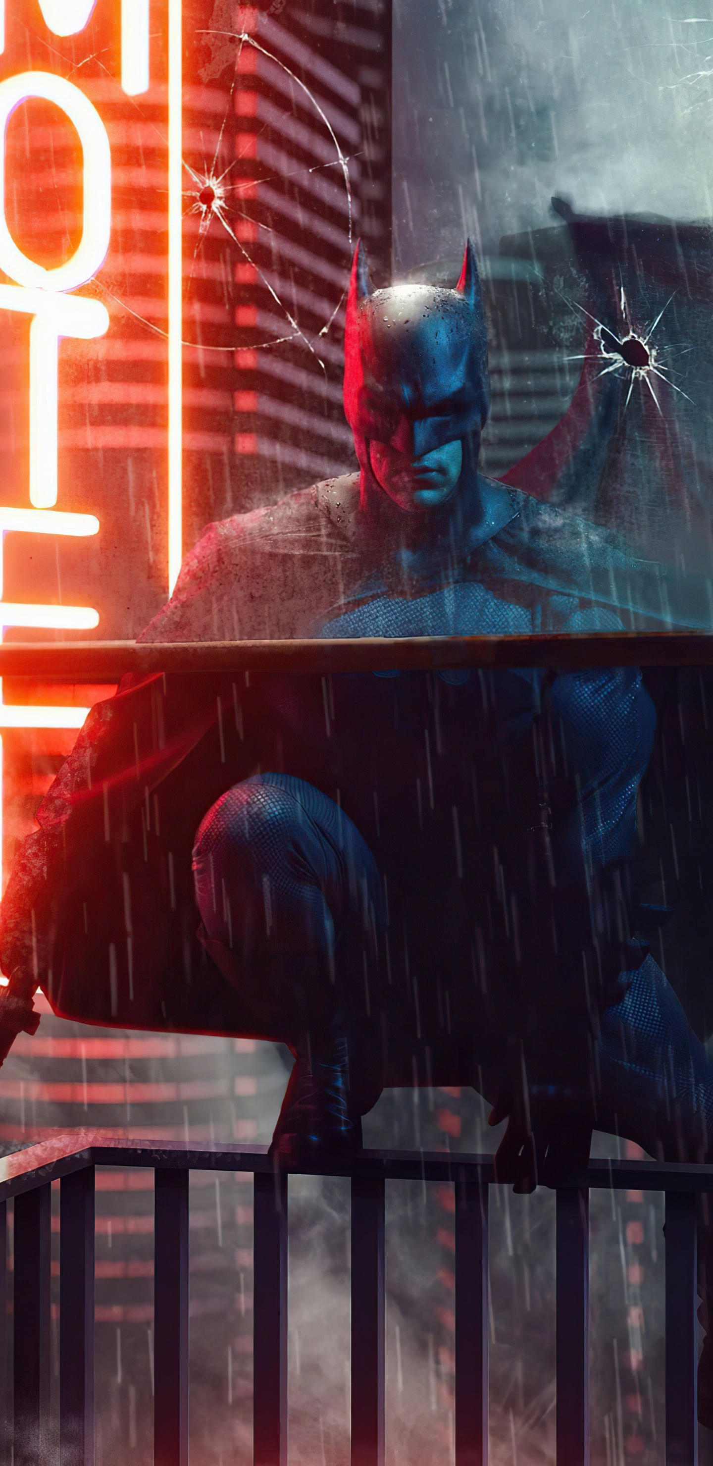 Art, Light, Red, Fence, Entertainment. Wallpaper in 1440x2960 Resolution