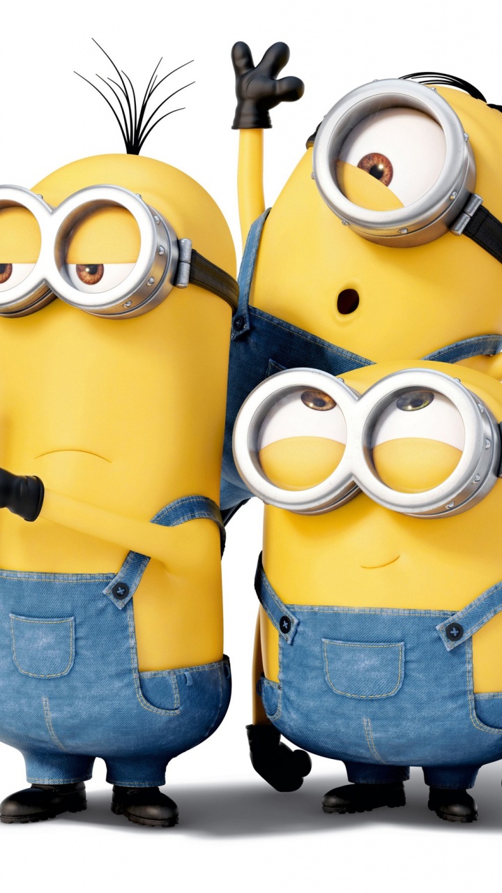 Two Minions Holding Black and Yellow Camera. Wallpaper in 720x1280 Resolution