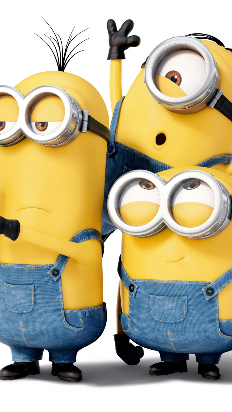 Two Minions Holding Black and Yellow Camera. Wallpaper in 750x1334 Resolution