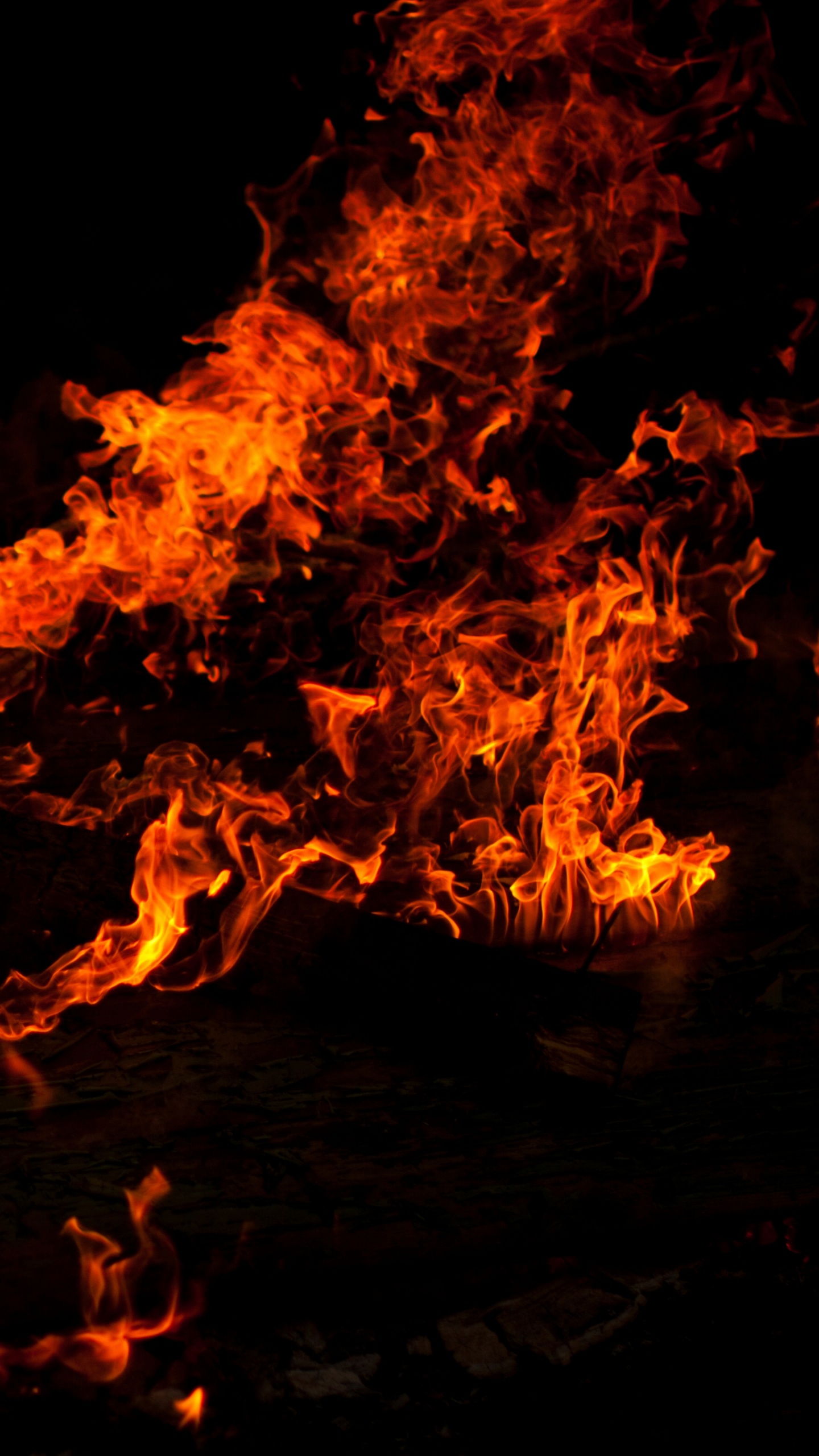Fire on Fire During Night Time. Wallpaper in 1440x2560 Resolution
