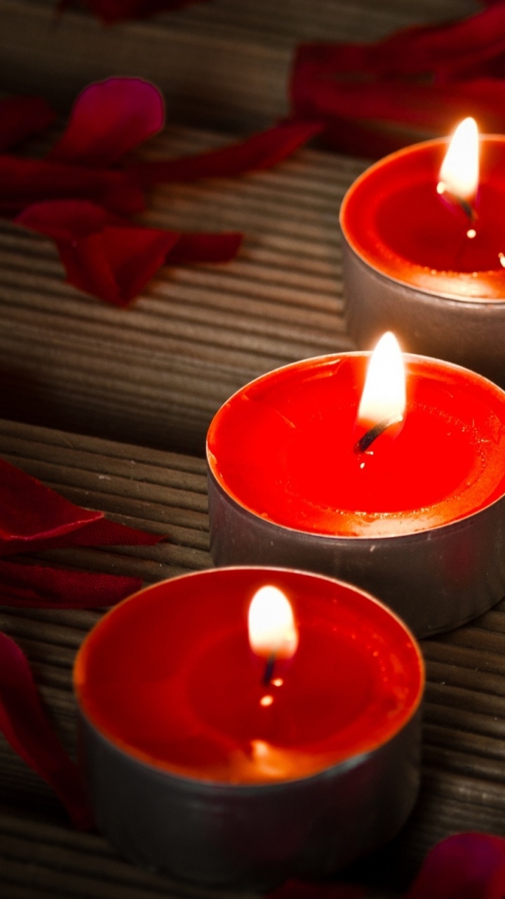 Candle, Lighting, Petal, Heart, Valentines Day. Wallpaper in 720x1280 Resolution