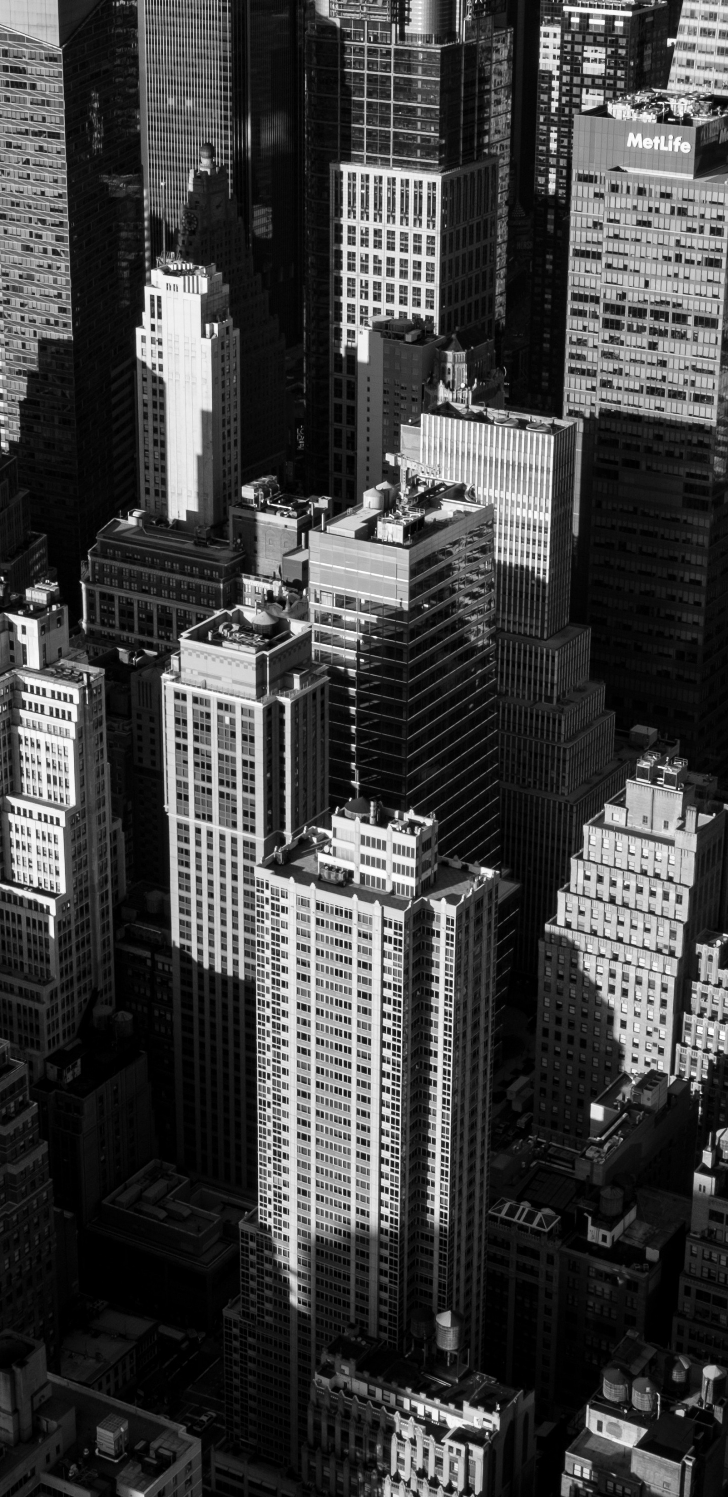 Grayscale Photo of City Buildings. Wallpaper in 1440x2960 Resolution