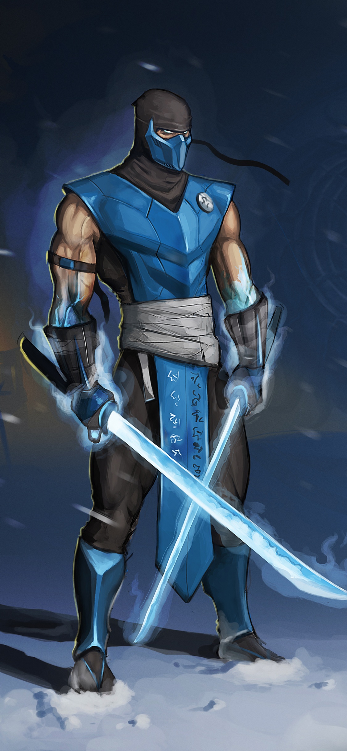 Mortal Kombat x, Escorpión, Mortal Kombat, Ilustración, Espada. Wallpaper in 1125x2436 Resolution