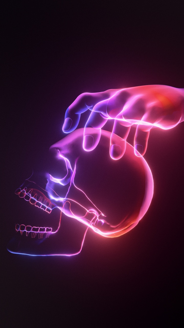 Licht, Nacht, Pink, Neon, Knochen. Wallpaper in 720x1280 Resolution