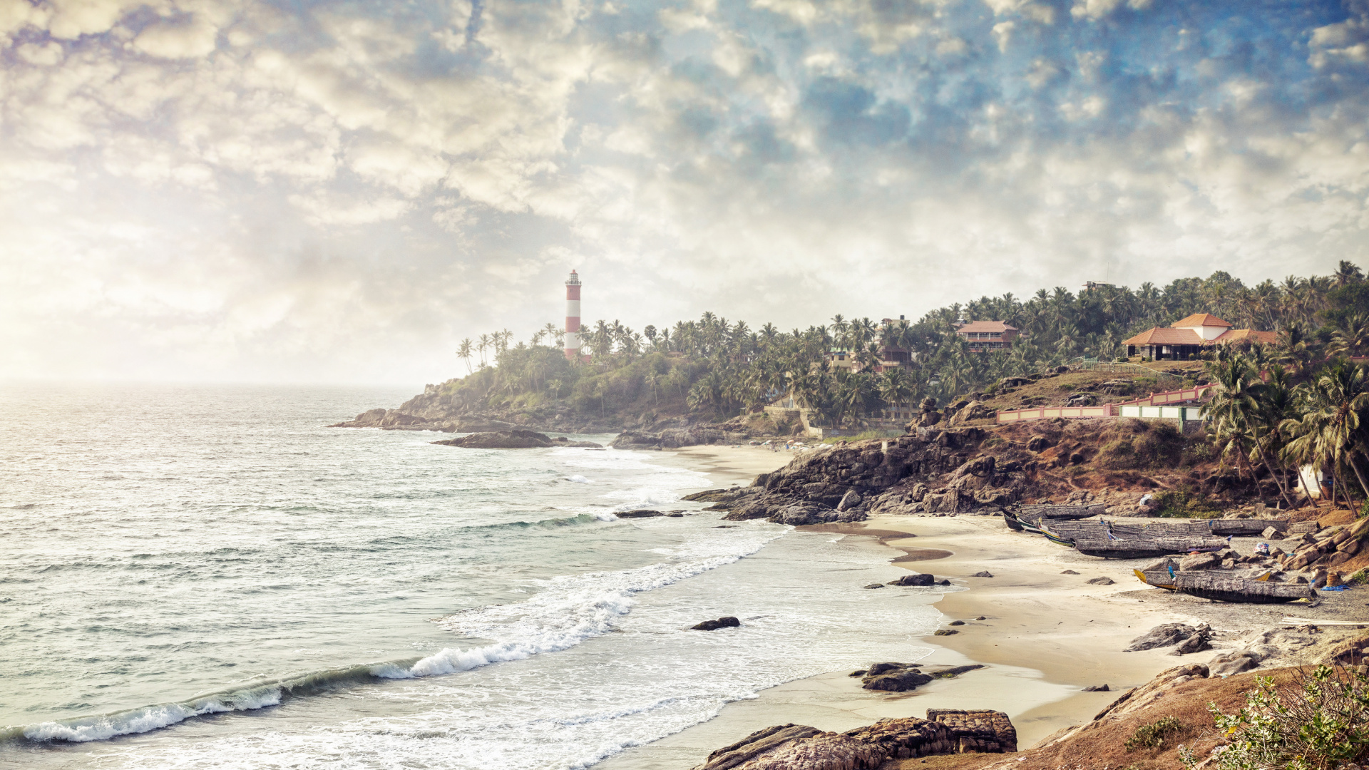 Brown Rock Formation on Sea Shore During Daytime. Wallpaper in 1920x1080 Resolution