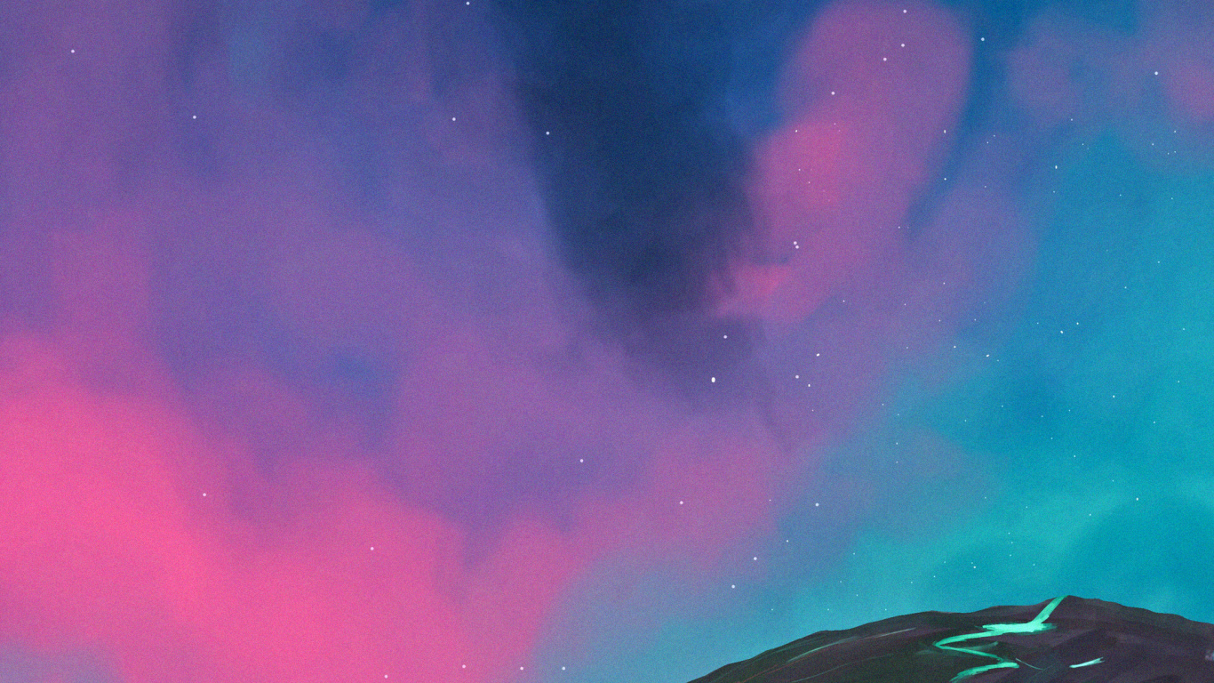 Schwarz-weißer Berg Unter Blauem Himmel. Wallpaper in 1366x768 Resolution