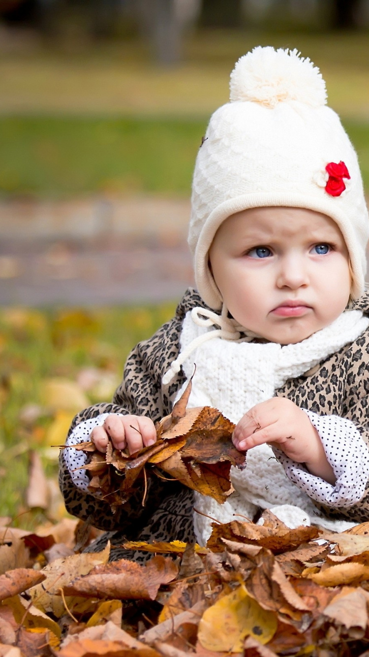 Infant, Child, Autumn, Tree, Girl. Wallpaper in 750x1334 Resolution