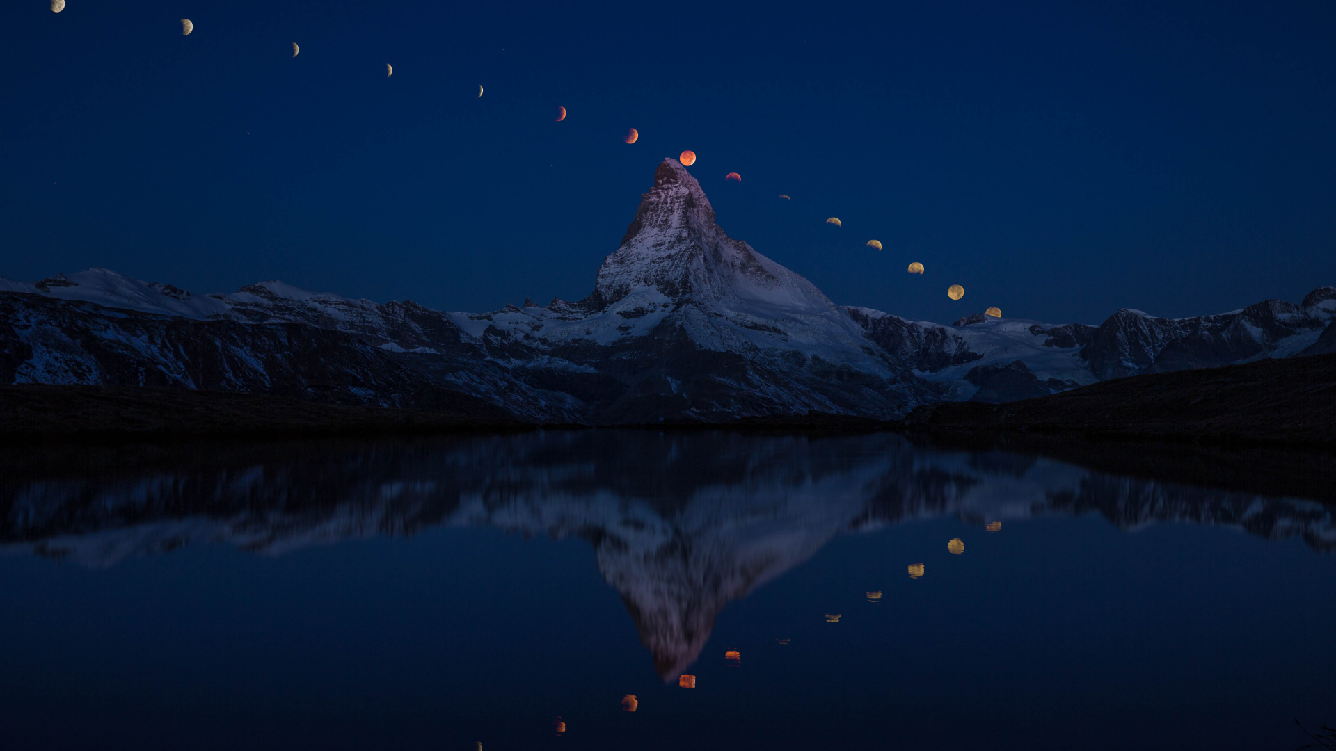 Reflexion, Natur, Blau, Wasser, Nacht. Wallpaper in 1920x1080 Resolution