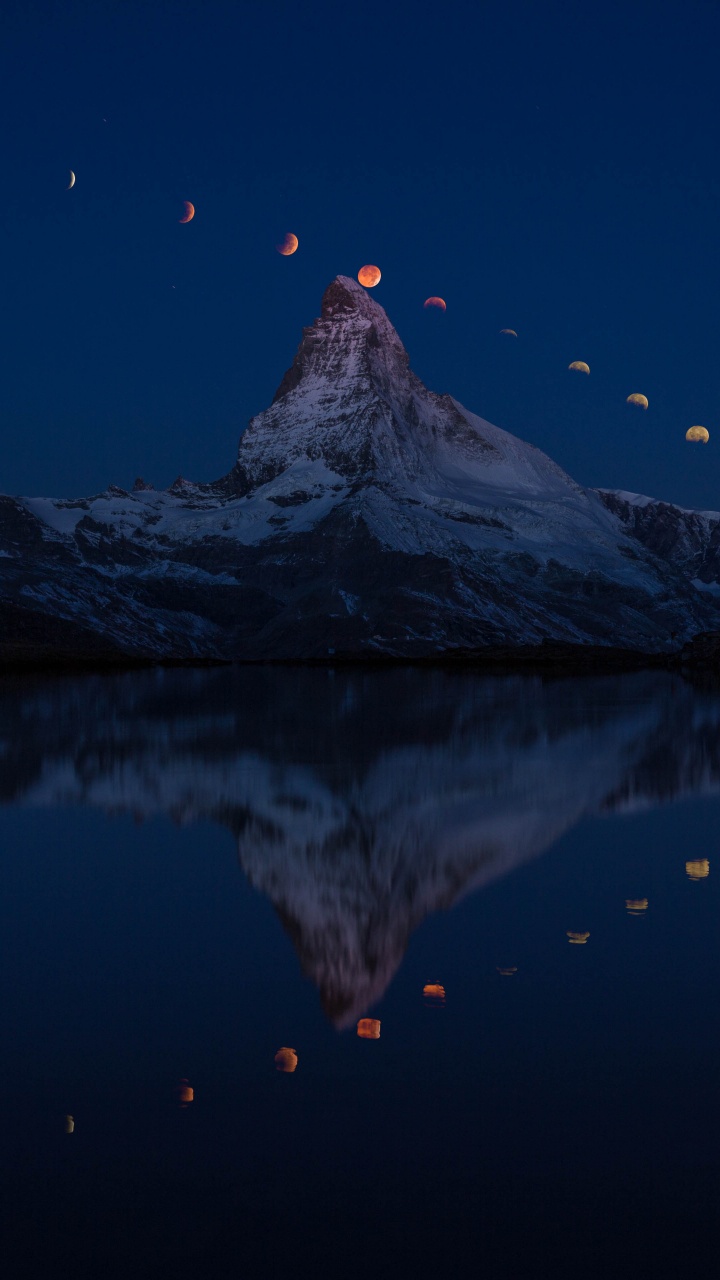 Reflection, Nature, Blue, Mountain, Water. Wallpaper in 720x1280 Resolution