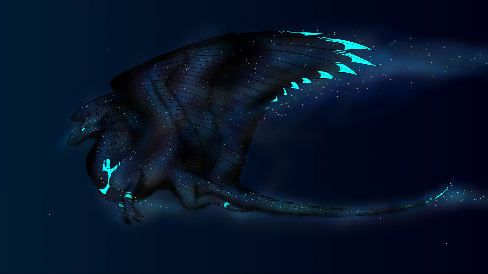 Blaue Und Schwarze Drachenillustration. Wallpaper in 1920x1080 Resolution