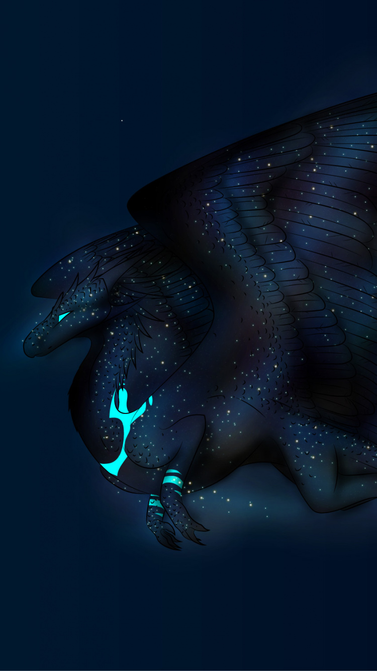 Blaue Und Schwarze Drachenillustration. Wallpaper in 750x1334 Resolution