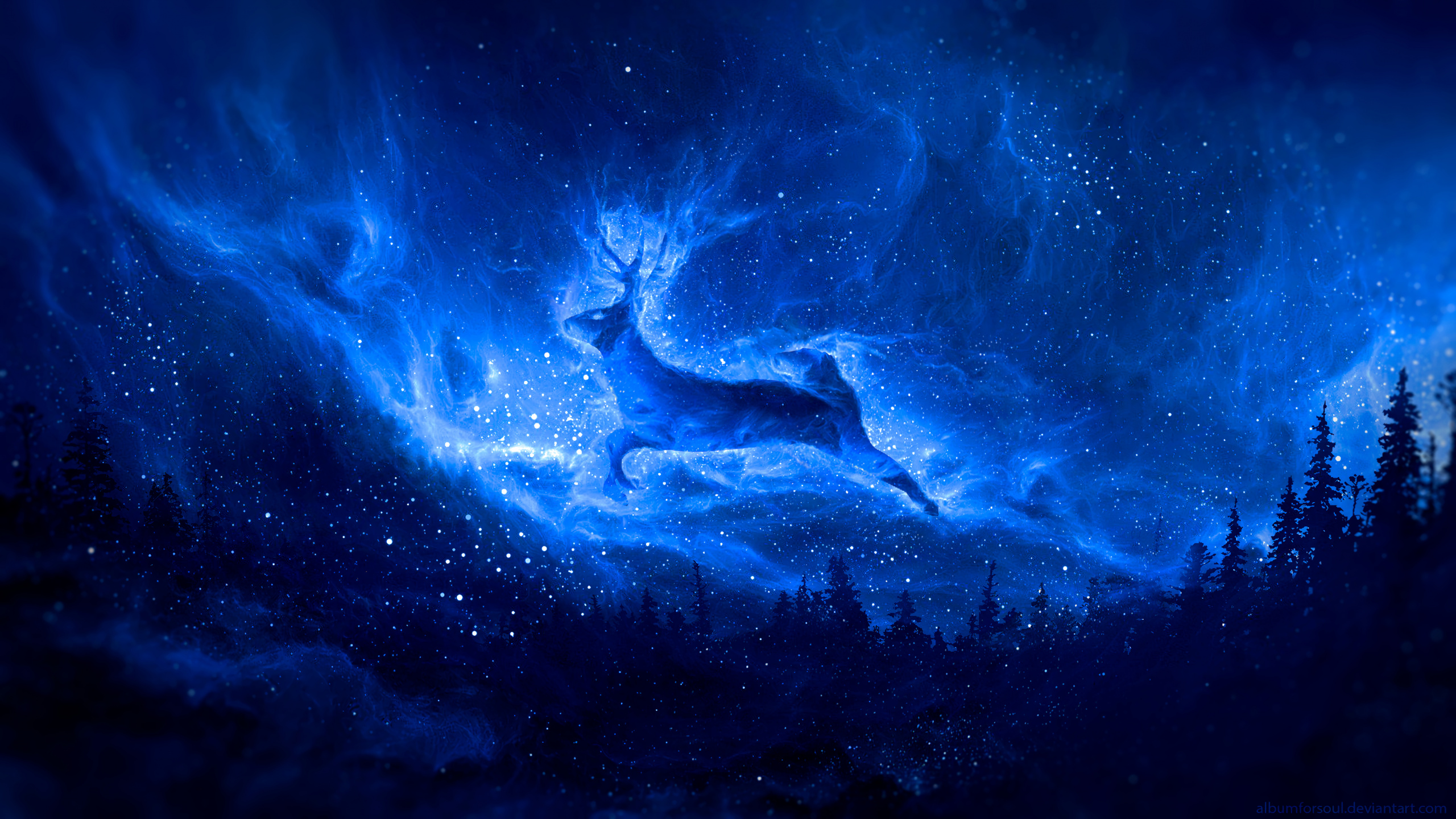 Illustration de la Galaxie Bleue et Blanche. Wallpaper in 2560x1440 Resolution