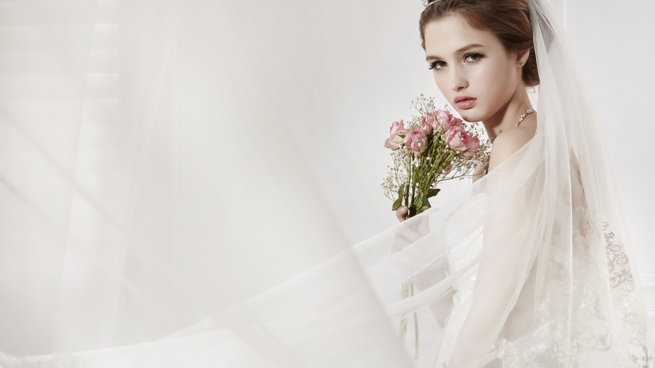 Vestido de Novia, Vestido, Niña de Las Flores, Boda, Casco. Wallpaper in 1280x720 Resolution