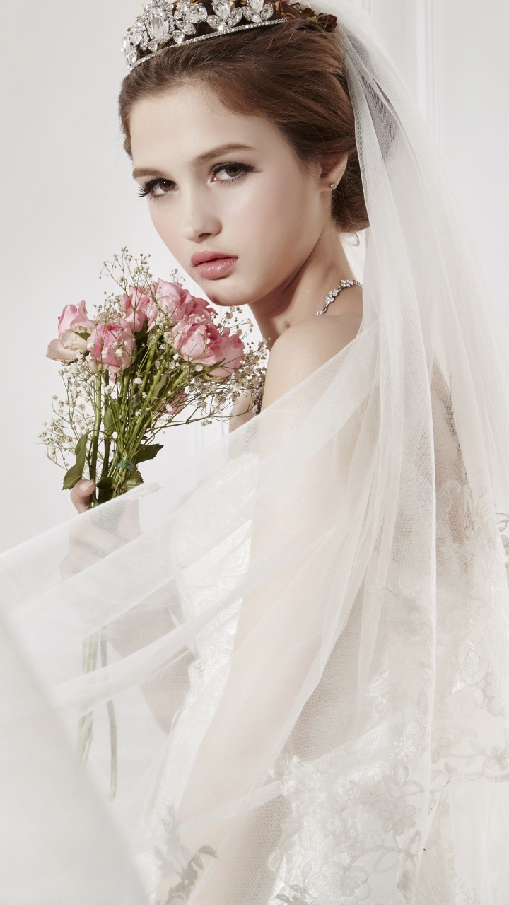 Vestido de Novia, Vestido, Niña de Las Flores, Boda, Casco. Wallpaper in 720x1280 Resolution