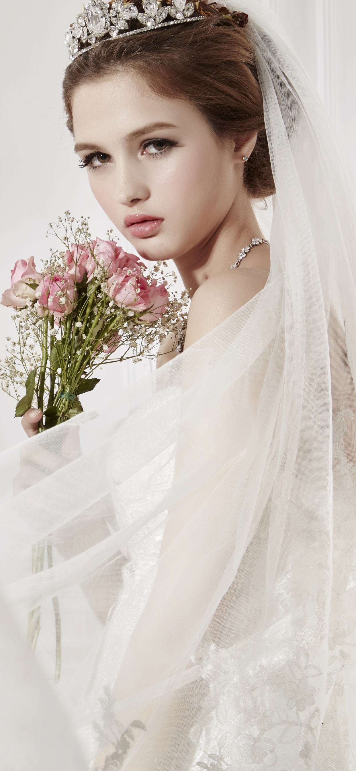 Robe de Mariée, de Fille de Fleur, Vêtement, Casque, White. Wallpaper in 1242x2688 Resolution