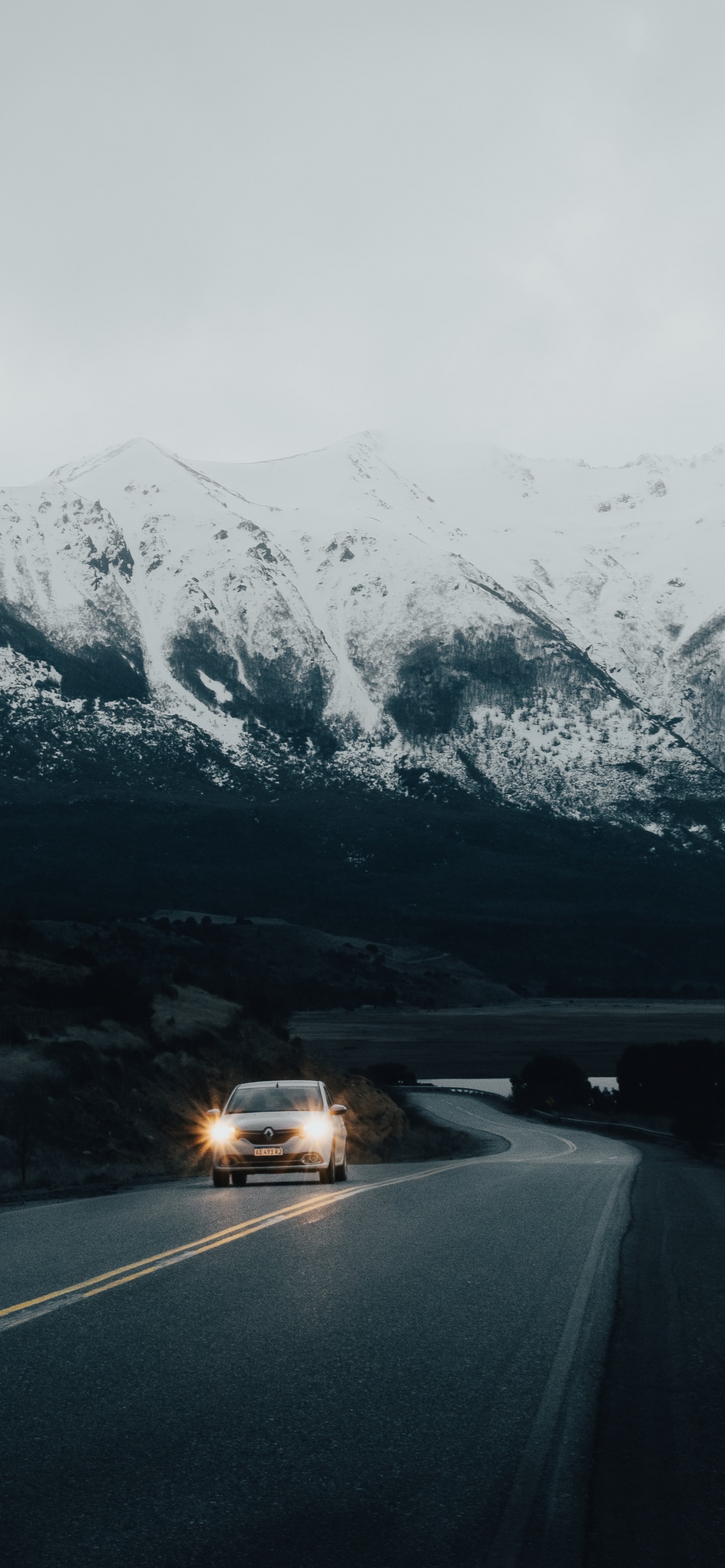 Mountain Range, Mountainous Landforms, Mountain, Road, Snow. Wallpaper in 1242x2688 Resolution