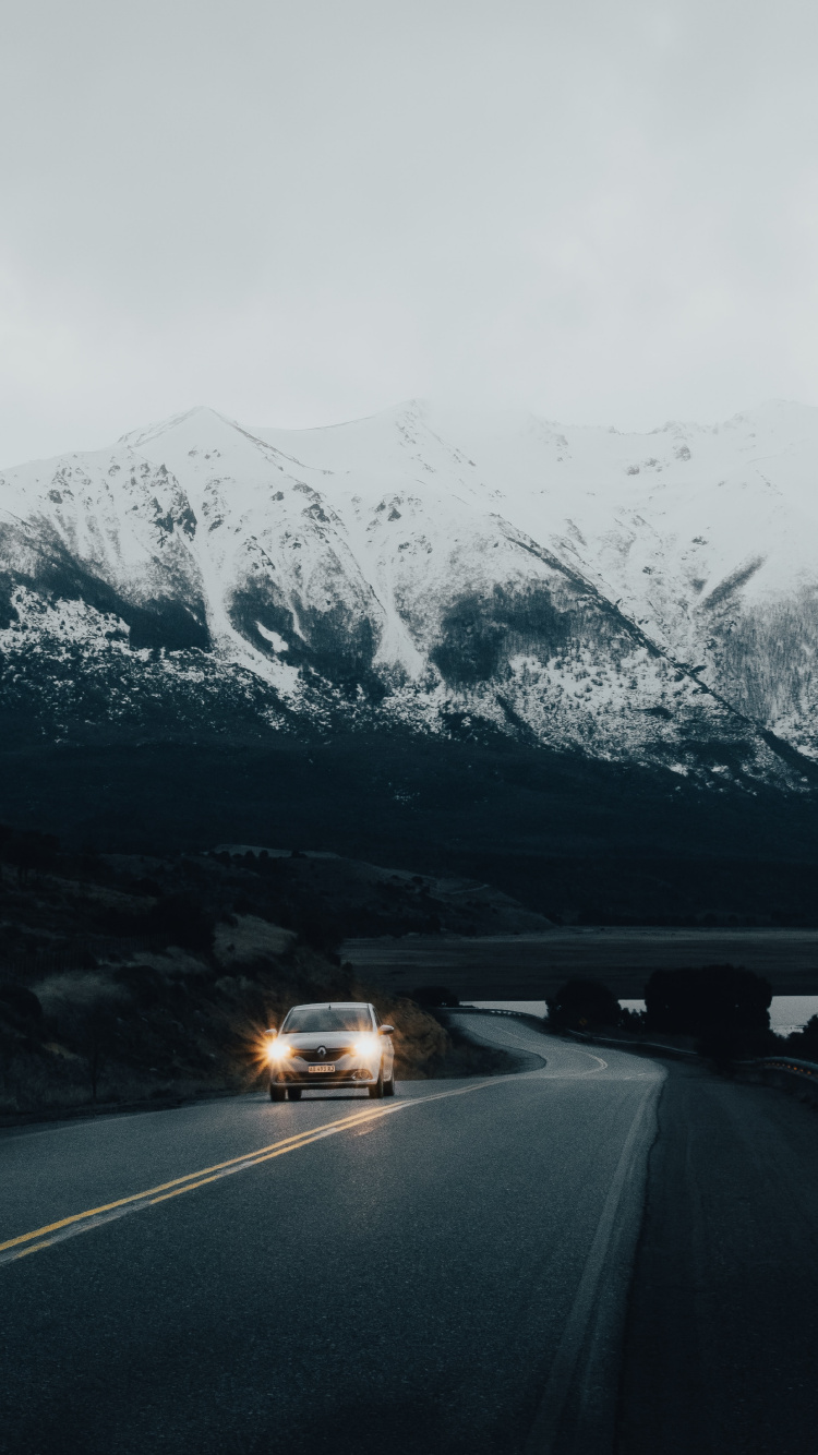 Mountain Range, Mountainous Landforms, Mountain, Road, Snow. Wallpaper in 750x1334 Resolution