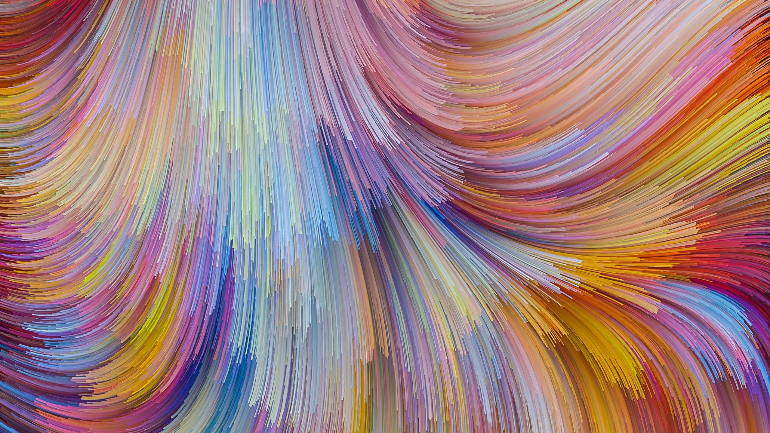 Yellow Purple and Blue Abstract Painting. Wallpaper in 2560x1440 Resolution
