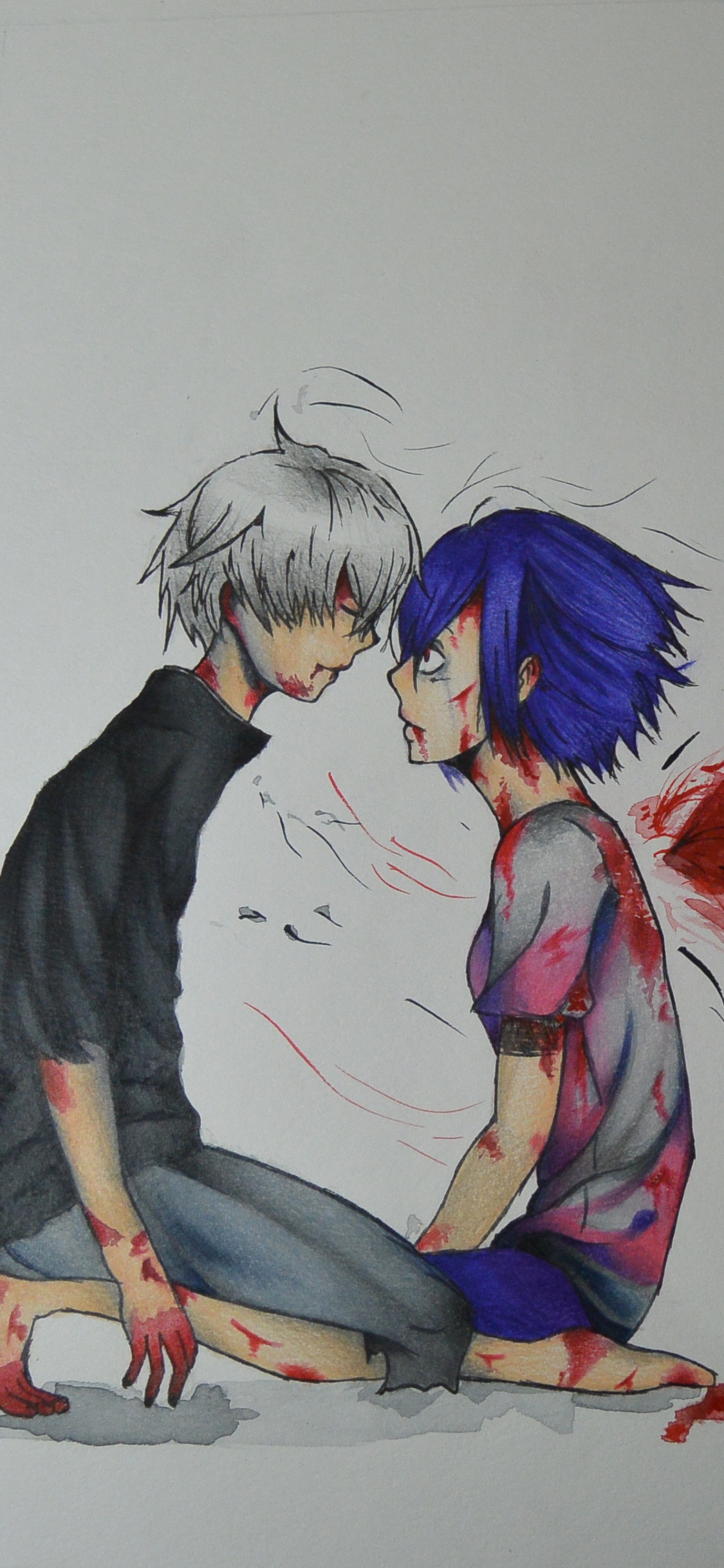 Personnage D'anime Masculin Aux Cheveux Bleus. Wallpaper in 1125x2436 Resolution