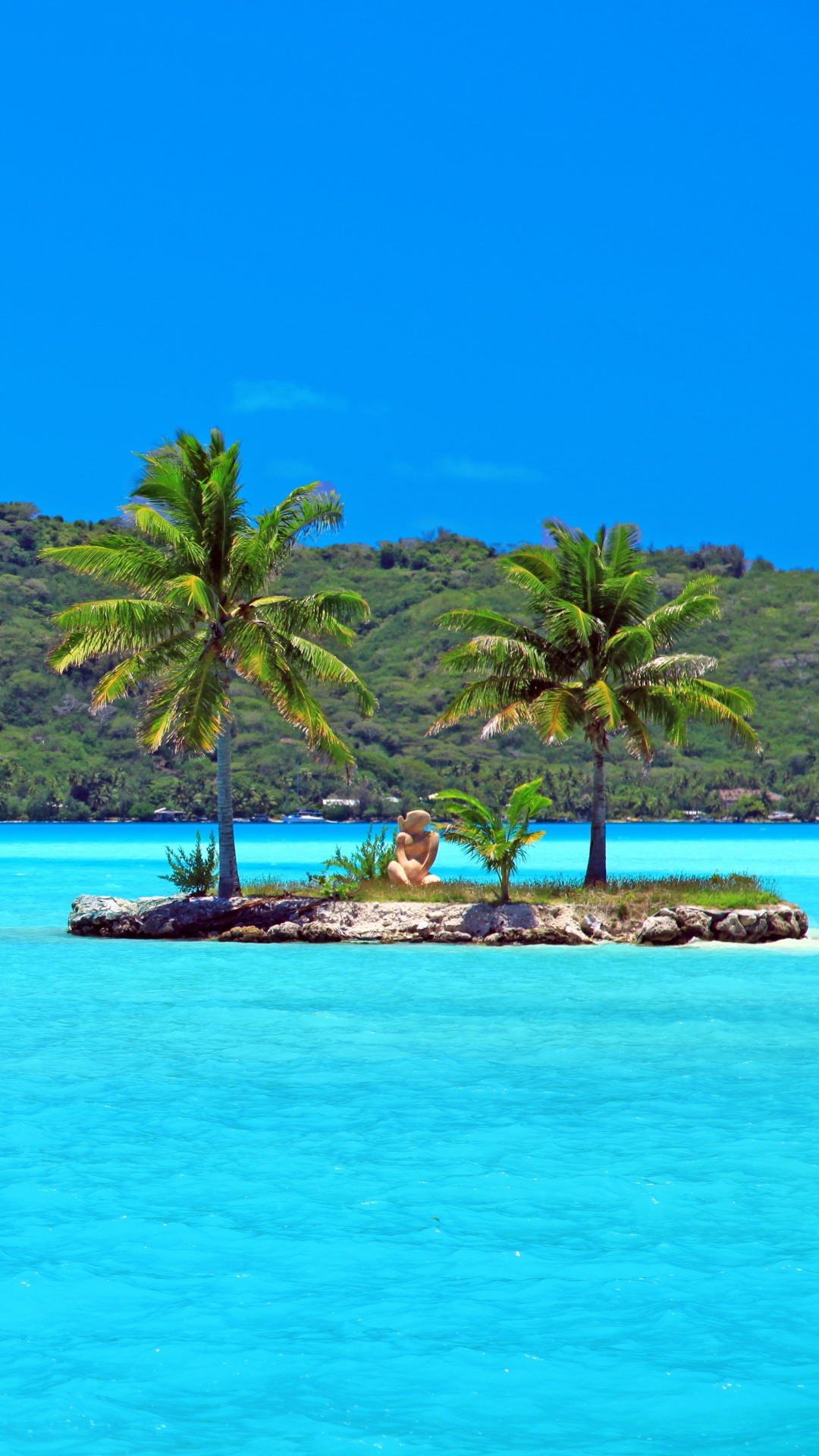 People Riding on Boat on Sea Near Green Mountain Under Blue Sky During Daytime. Wallpaper in 1080x1920 Resolution
