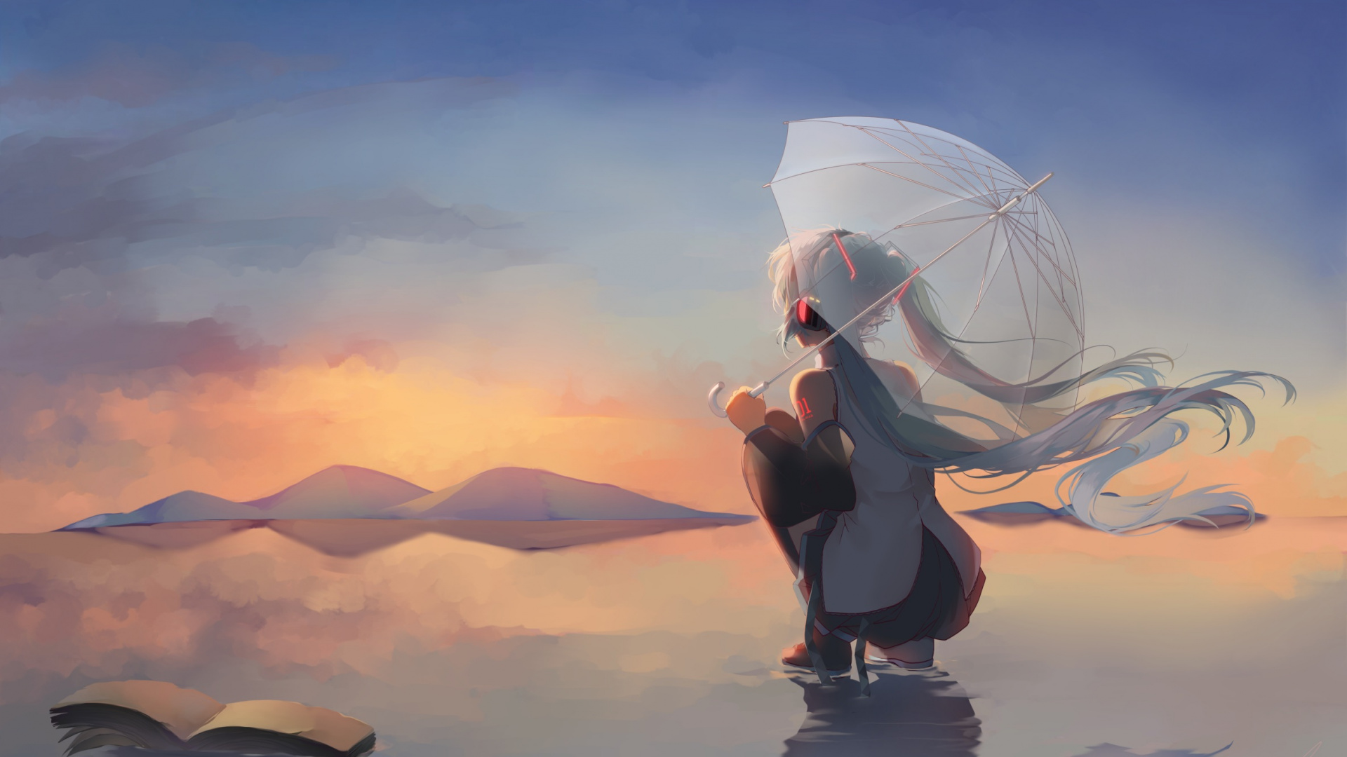 Frau in Weißem Tanktop Und Schwarzen Shorts Mit Regenschirm. Wallpaper in 1920x1080 Resolution