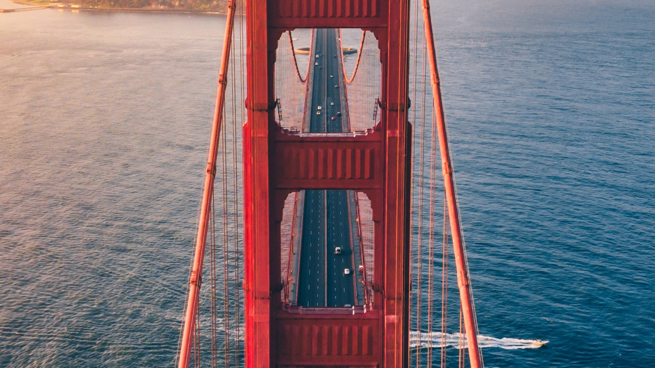 Golden Gate Bridge, Lombardstraße, Brücke, Reise, Wasser. Wallpaper in 1280x720 Resolution