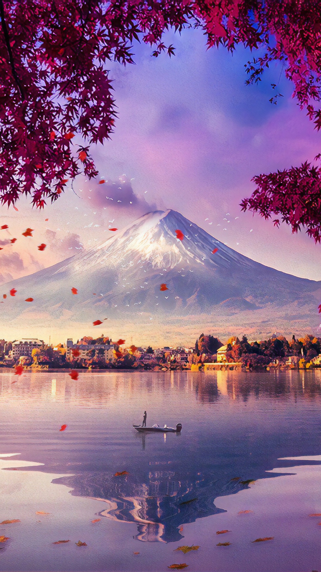 Mount Fuji, Natur, Naturlandschaft, Reflexion, Baum. Wallpaper in 1080x1920 Resolution