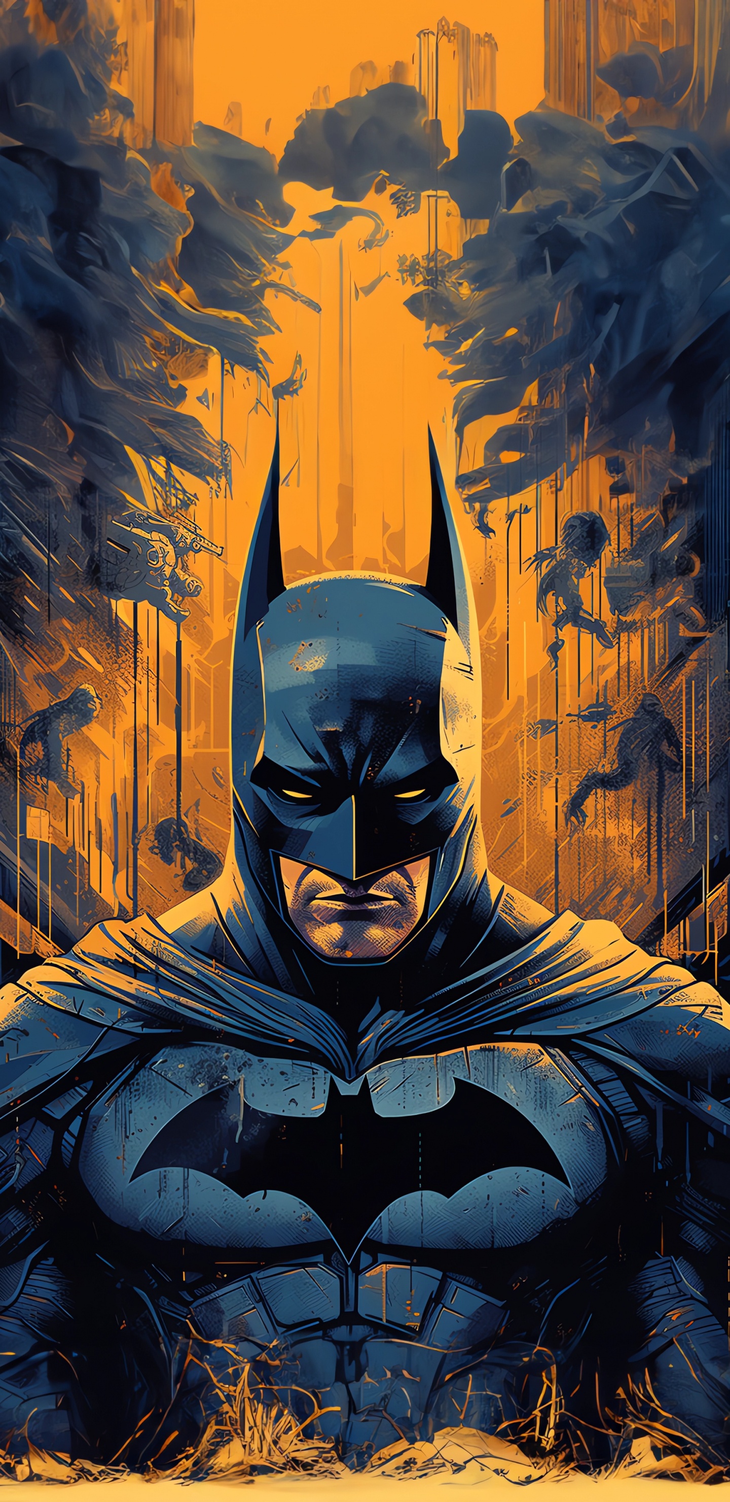 Paisaje de Batman, Batman, Cartel, Ilustración, Diseño Gráfico. Wallpaper in 1440x2960 Resolution