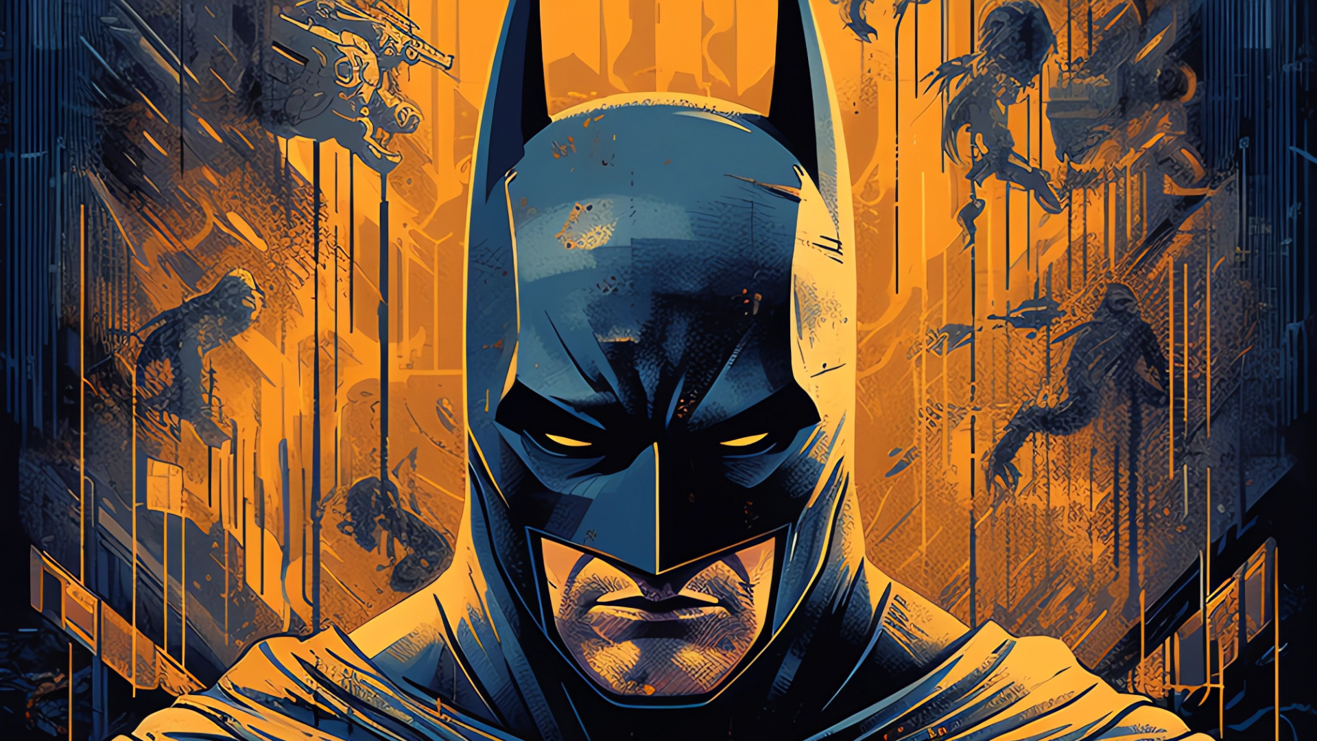 Paisaje de Batman, Batman, Cartel, Ilustración, Diseño Gráfico. Wallpaper in 1920x1080 Resolution
