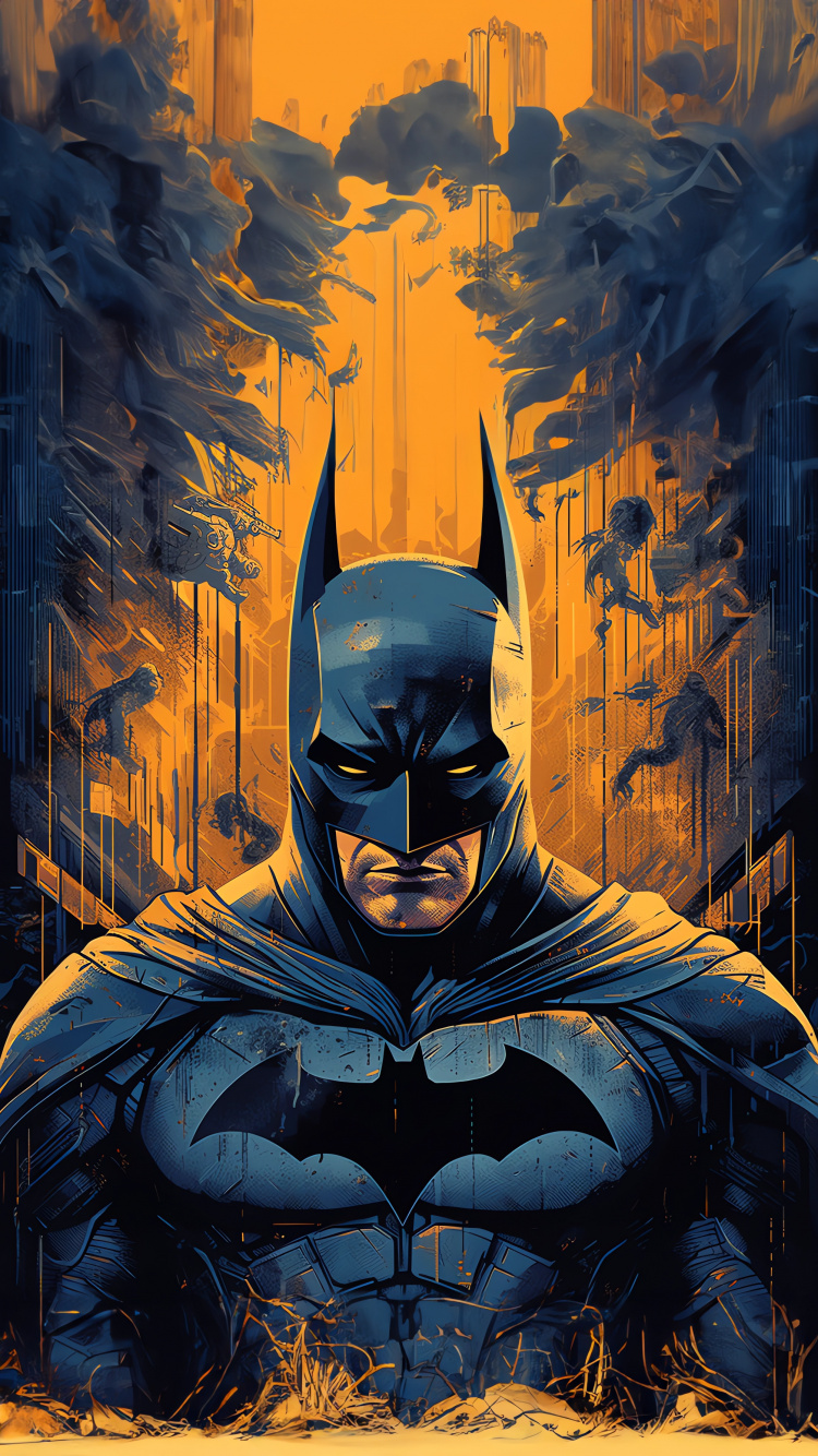 Paisaje de Batman, Batman, Cartel, Ilustración, Diseño Gráfico. Wallpaper in 750x1334 Resolution