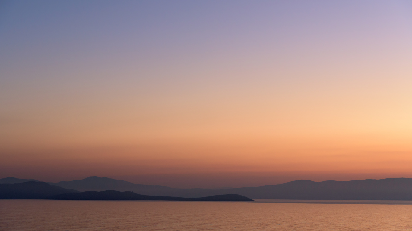 Sonnenuntergang, Afterglow, Horizont, Meer, Abend. Wallpaper in 1366x768 Resolution