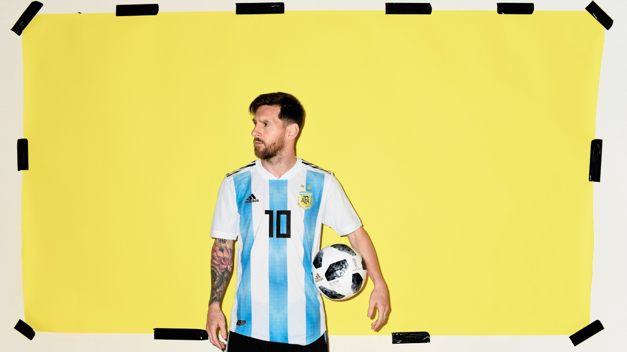 梅西, 巴塞罗那足球俱乐部, 2018年世界杯, 黄色的, 艺术 壁纸 1280x720 允许
