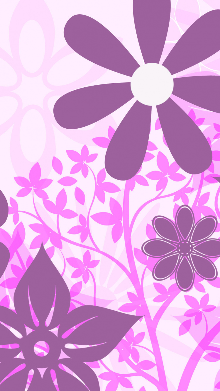 Lila Und Weißes Florales Textil. Wallpaper in 750x1334 Resolution