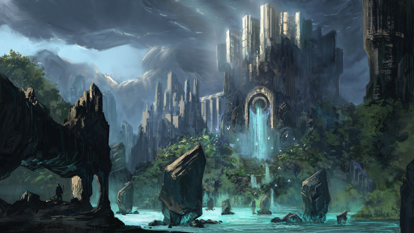 幻想, 水的特征, 性质, 地形, 水道 壁纸 1366x768 允许