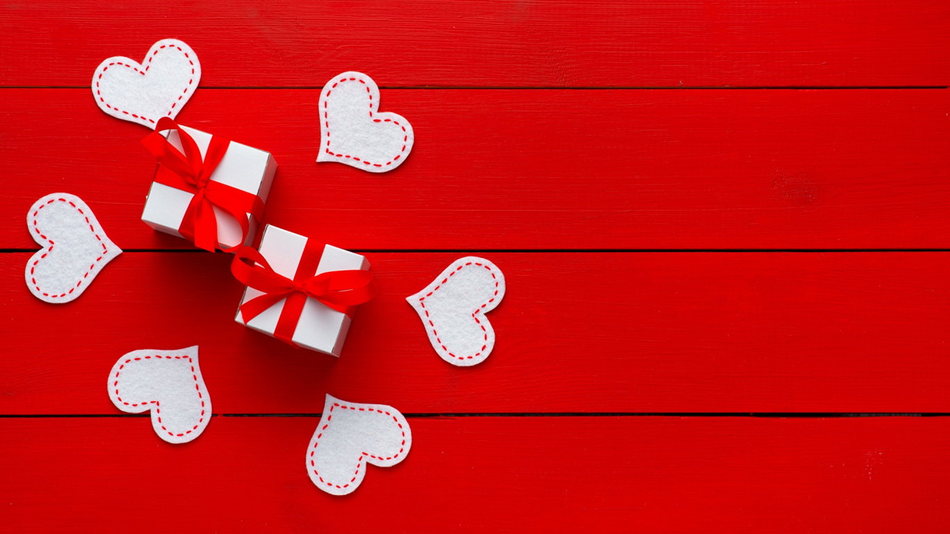 Cœur, Red, le Jour de Valentines, Amour, Cadeau. Wallpaper in 1366x768 Resolution