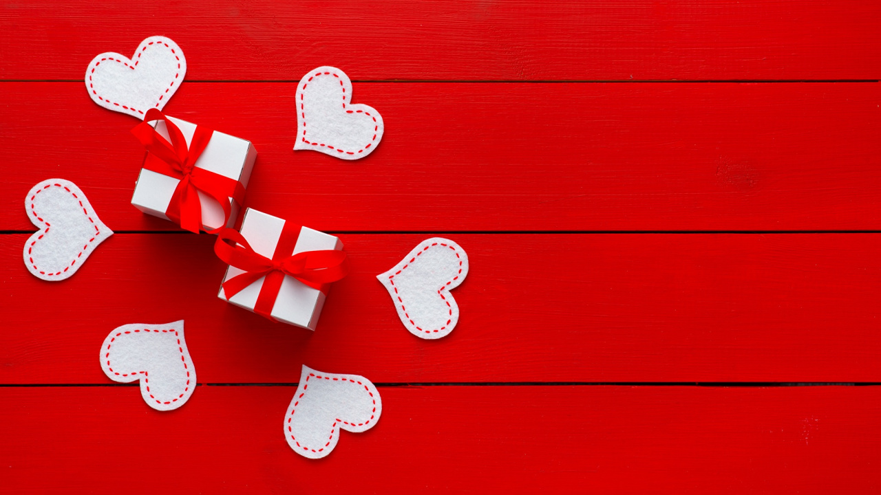 Herzen, Valentines Tag, Liebe, Geschenk, Blütenblatt. Wallpaper in 1280x720 Resolution