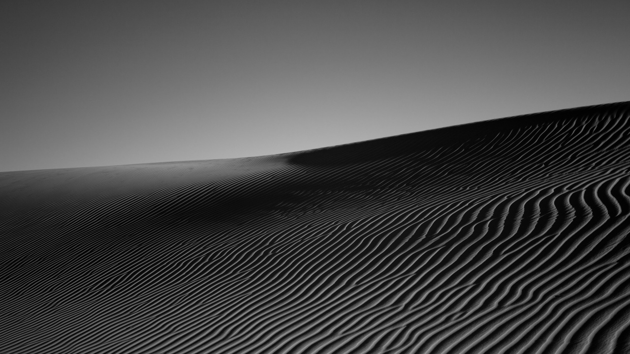 Grayscale Photo of Desert Sand. Wallpaper in 1280x720 Resolution