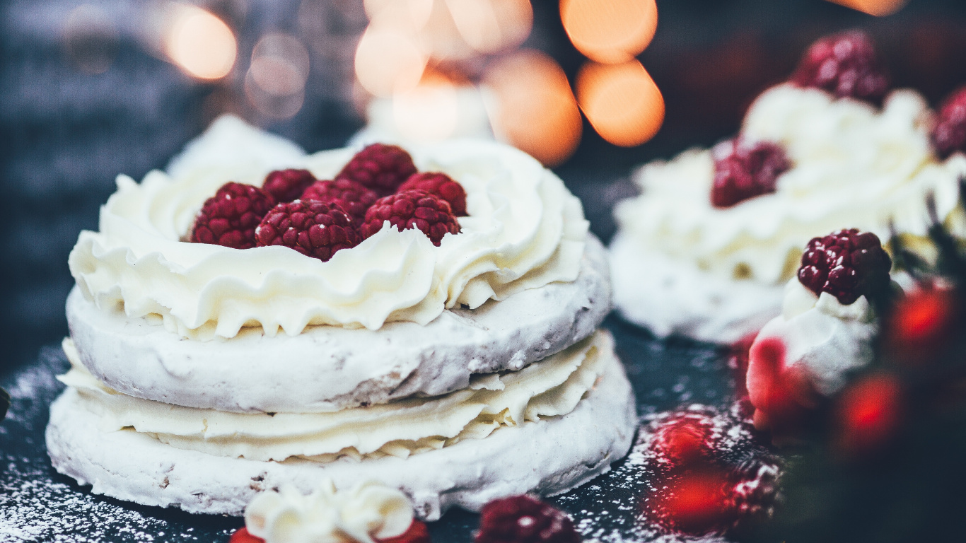 White and Red Cake With Red and White Sprinkles on Top. Wallpaper in 1366x768 Resolution