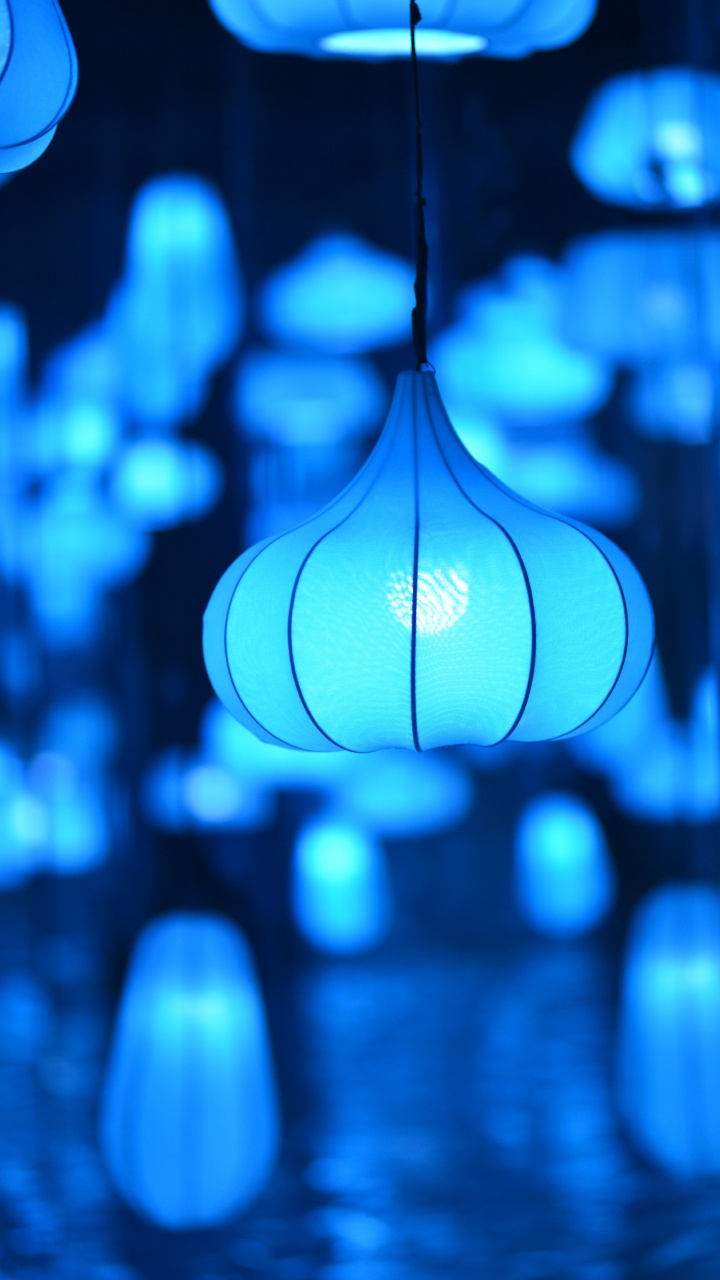 White Pendant Lamp Turned on During Night Time. Wallpaper in 720x1280 Resolution