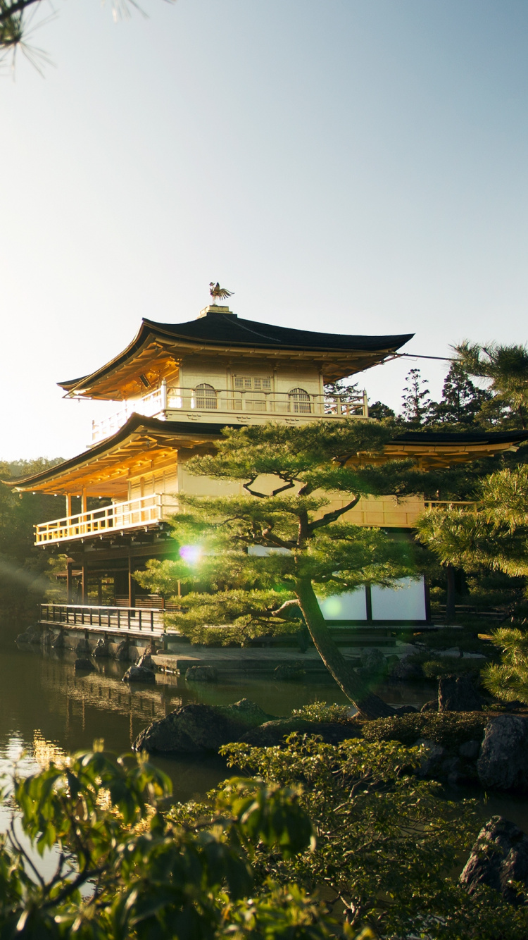 Braunes Holzhaus am See Tagsüber. Wallpaper in 750x1334 Resolution