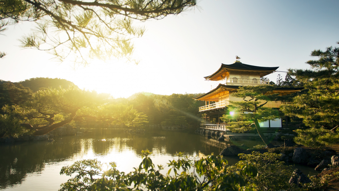 Brown Wooden House on Lake During Daytime. Wallpaper in 1366x768 Resolution